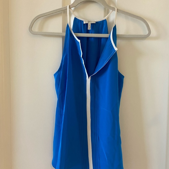Joie Tops - Joie Silk Blue & White Sleeveless Tank Top V Neck XS Blouse
